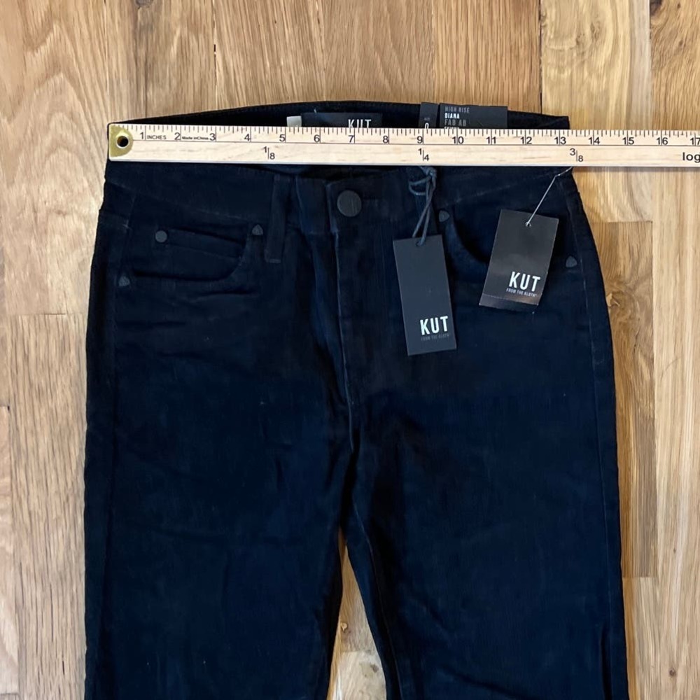 NWT Women's KUT from the Kloth Black Corduroy Pants SZ 0 - Picture 3 of 5